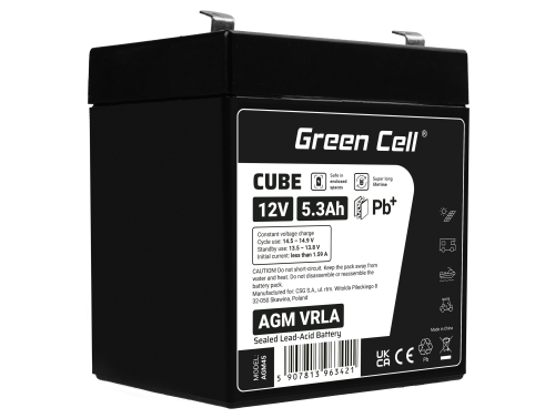 Green Cell ® AGM 12V 5.3Ah μπαταρία VRLA παιχνίδια μπαταρίας μολύβδου ηλεκτρικά παιχνίδια συναγερμός παιδικών οχημάτων